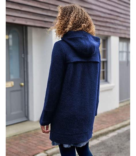 Navy Hooded Boiled Wool Coat Woolovers Us