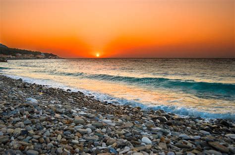 Mediterranean Beach During Hot Summer Day Stock Photo Image Of