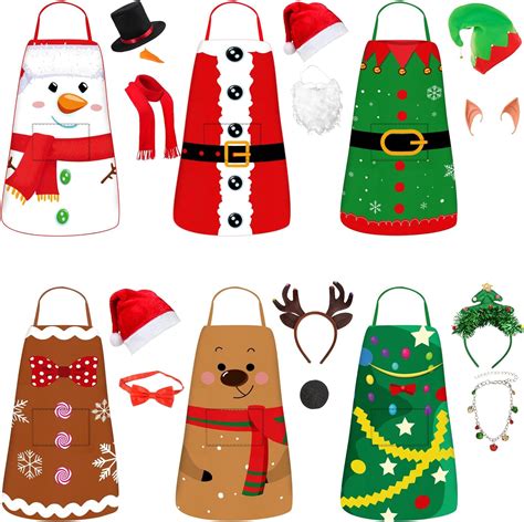 19 Pcs Christmas Costume Accessories Adults Christmas Aprons With Pocket Christmas