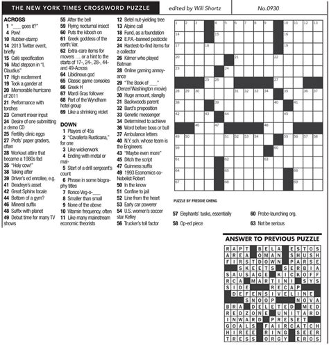 Ny Times Crossword 0930 Mountain Xpress