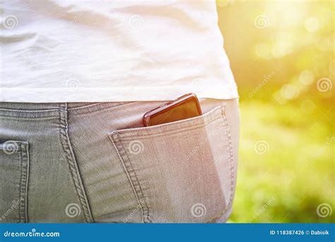 Mobile Phone In Pocket Of Jeans Stock Photo Image Of Message