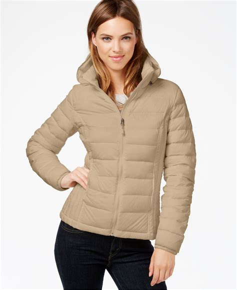 lyst 32 degrees hooded packable down puffer jacket in natural