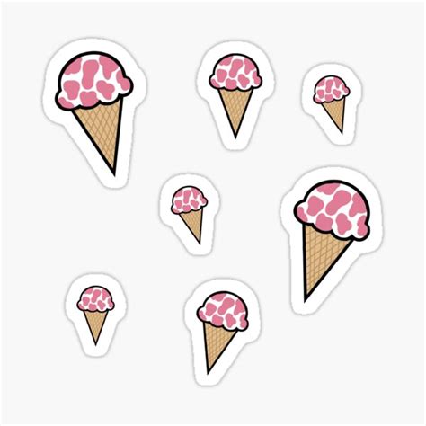 Pink Cow Print Ice Cream Sticker Pack Sticker For Sale By