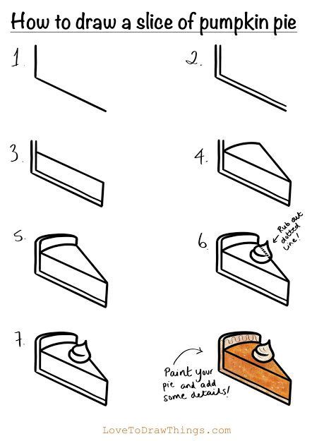 How To Draw A Slice Of Pumpkin Pie Easy Drawings Cute Easy Drawings