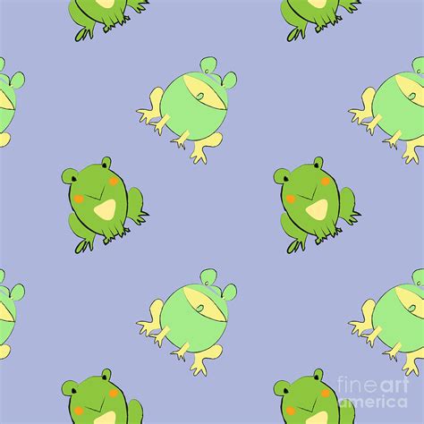 Frogs On Purple Background Seamless Pattern Image Digital Art By