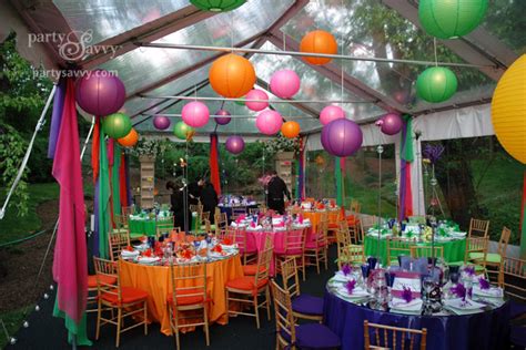 Ribbon chandeliers can be a beautiful and memorable addition to any type. Surprise Birthday Party at Home | Pittsburgh PA PartySavvy