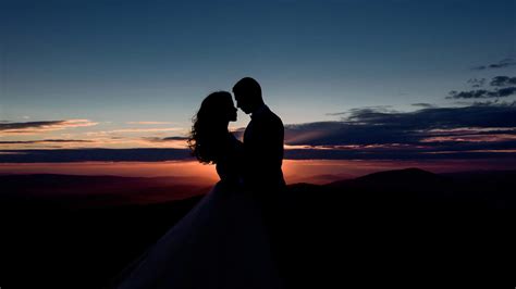 Couple Romantic Sunset Silhouette