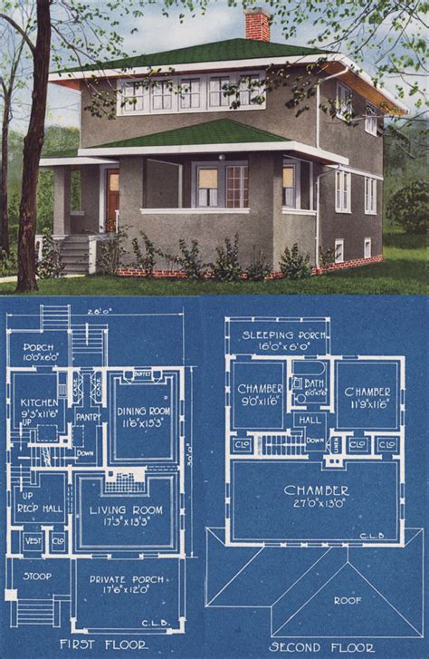 Modern Stucco Foursquare House Plan 1921 C L Bowes American Homes