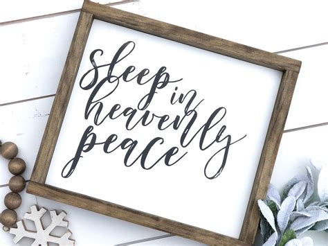 Christmas Sign Sleep In Heavenly Peace Framed Wood Sign Etsy
