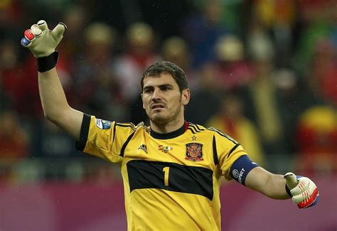 Spains Goalkeeper Iker Casillas Reacts During Their Group C Euro 2012