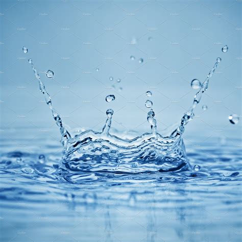 Water Splash On Blue Background Stock Photo Containing Abstract And