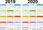 Two year calendars for 2019 & 2020 (UK) for Word