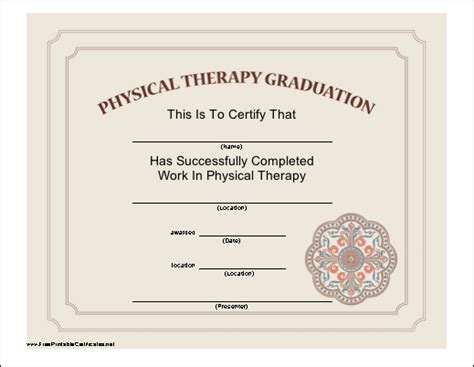 Physical Therapy Graduation Printable Certificate