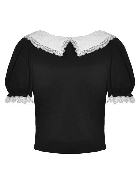 Dark In Love Black And White Gothic Lolita Two Little Bears Doll Top