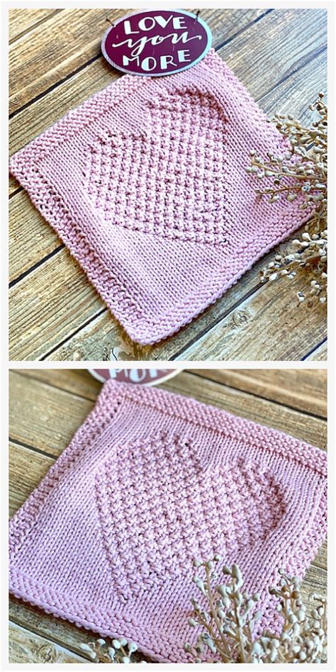 Square Heart Dishcloth Free Knitting Patterns - Knitting Pattern