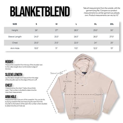 Womens Hoodie Size Chart