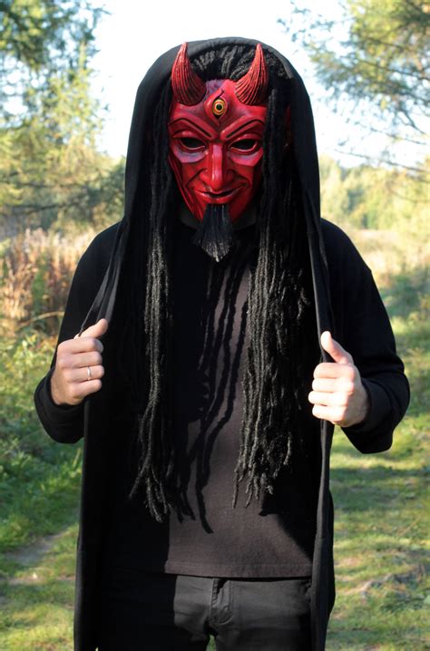 Lucifer Mask Demon Mask Devil Mask Satan Mask Halloween Etsy