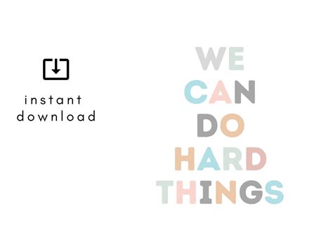 We Can Do Hard Things Be Kind Rainbow Wall Art Printable Etsy