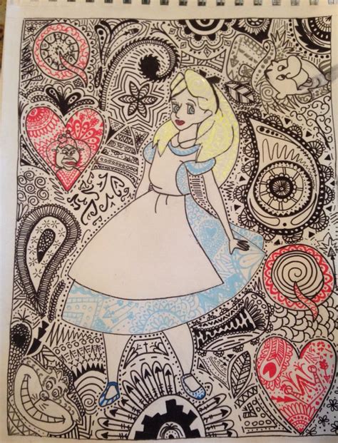 Alice In Wonderland Zentangle Doodle Face Doodles Art Alice In