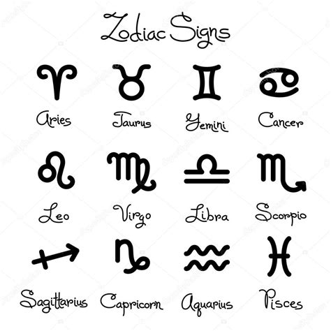 Set Of Simple Zodiac Signs With Captions — Stock Vector © Baksiabat