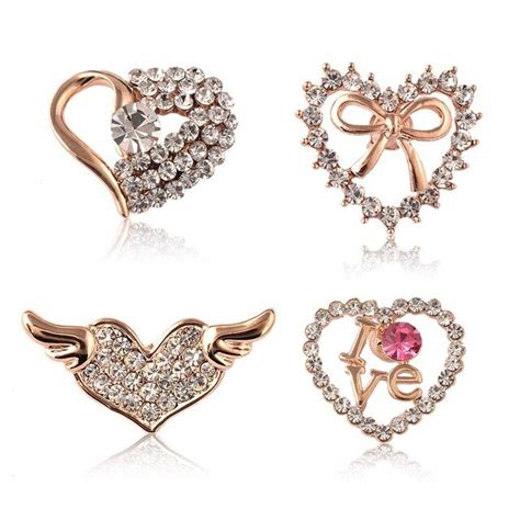Buy Romantic Love Collection Crystal Collar Clip Heart