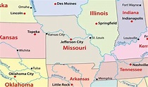 Mapa de Missouri - EUA Destinos
