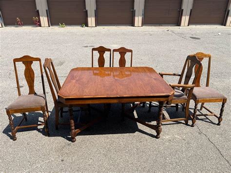 Antique Solid Wood Farm Table With Original 6