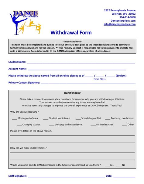 Withdrawal Form