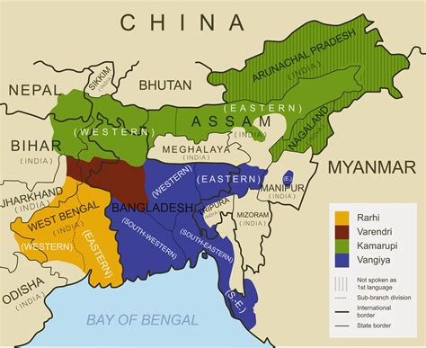 Sub Branches Of The Bengali Assamese Languages The Map Is Based On The