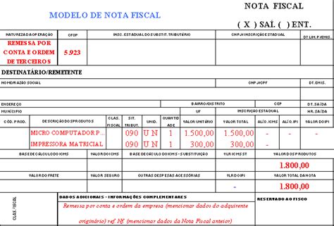 EmissÃo De Nota Fiscal De Remessa Emitida Pelo Vendedor Remetente Ao
