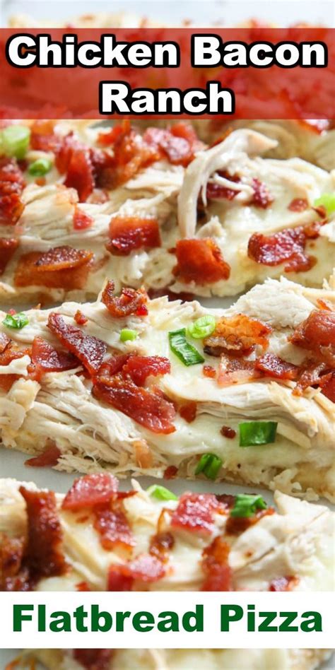 Season chicken with salt and pepper to taste. Chicken Bacon Ranch Flatbread Pizza in 2020 | Chicken ...