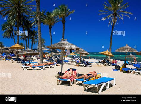 Beach In The Oasis Zarzis Djerba Island Tunisia Stock Photo Alamy