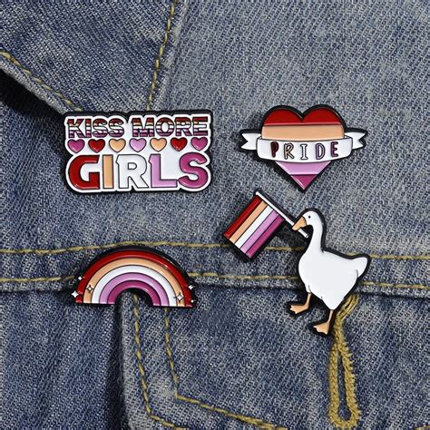 Lesbians Enamel Pins Custom Girls Live Girls Brooches Lapel Badges She Is Gay Jewelry T For