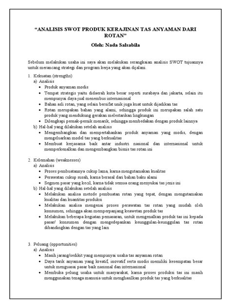 Contoh Analisis Swot Kerajinan Limbah Koleksi Gambar