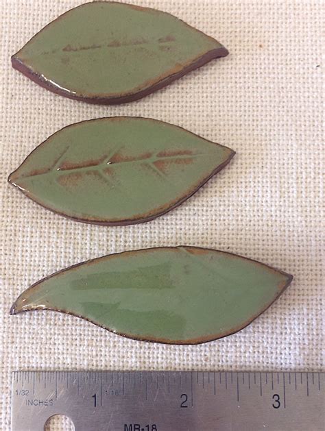 Green Leaf Ceramic Tiles For Mosaic Handmade Green Ceramic Etsy