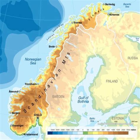 Mapa Para Imprimir De Noruega Mapa Físico De Noruega Grid Arendal