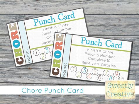 Chore Punch Card Printable Instant Download Printable Etsy