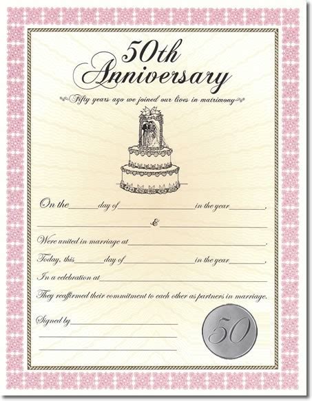 50th Wedding Anniversary Certificate Template 7 Best Images Of