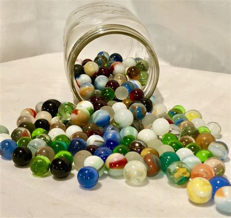 Vintage Glass Marbles Lot Of 114 Colorful Glass Marbles Of Various Colors And Styles