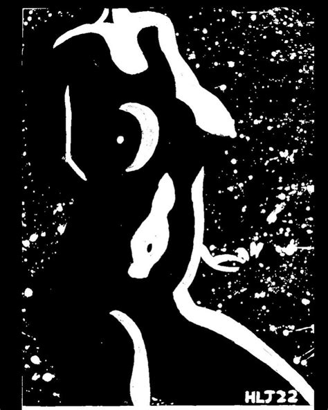 Nude Woman Acrylic Painting A3 Print Black And White Etsy
