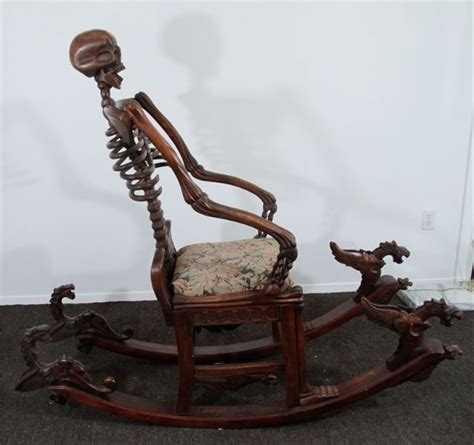 Hand Carved Momento Mori Skeleton Rocking Chair Chair Cool Chairs