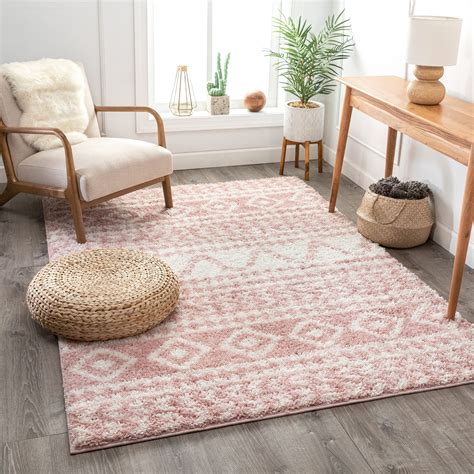 Well Woven Tribal Diamond Stripes Blush Pink Soft Shag Area Rug Walmart Com Walmart Com