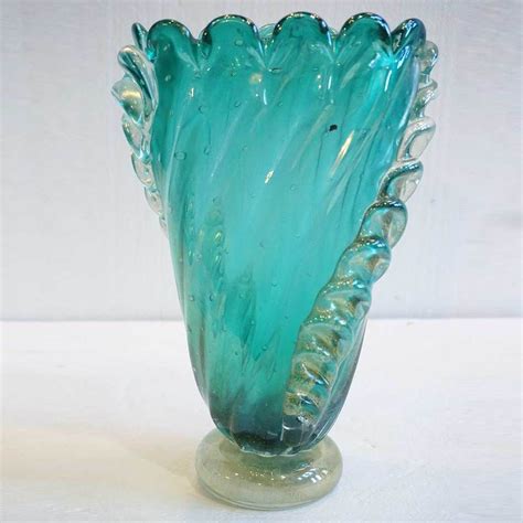 Vintage Italian Murano Green Blown Glass Vase Art Glass Vase Glass Vase Glass Art