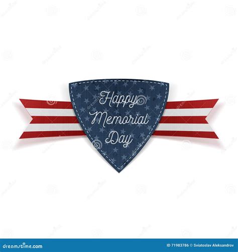 Happy Memorial Day Greeting Emblem And Ribbon Stock Vector