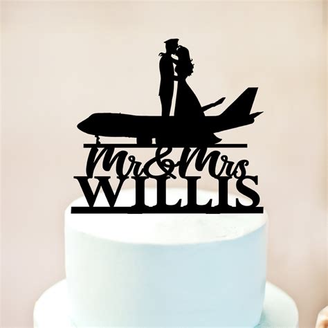 Сustom Airplane Wedding Cake Topper Pilot And Bride Etsy