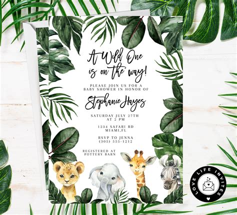 Safari Baby Shower Invitation Jungle Baby Shower Invites Etsy