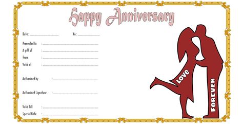 Anniversary T Voucher Template Free Romantic Theme T