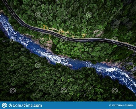 Mountain River And Road Aerial View Stock Photo Image Of Pass
