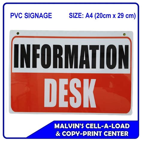 Pvc Signage Information Desk Size A4 Lazada Ph