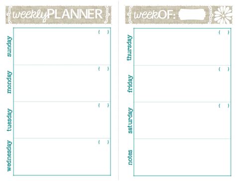 Printable Weekly Planner Printable Weekly Planner On Two Etsy